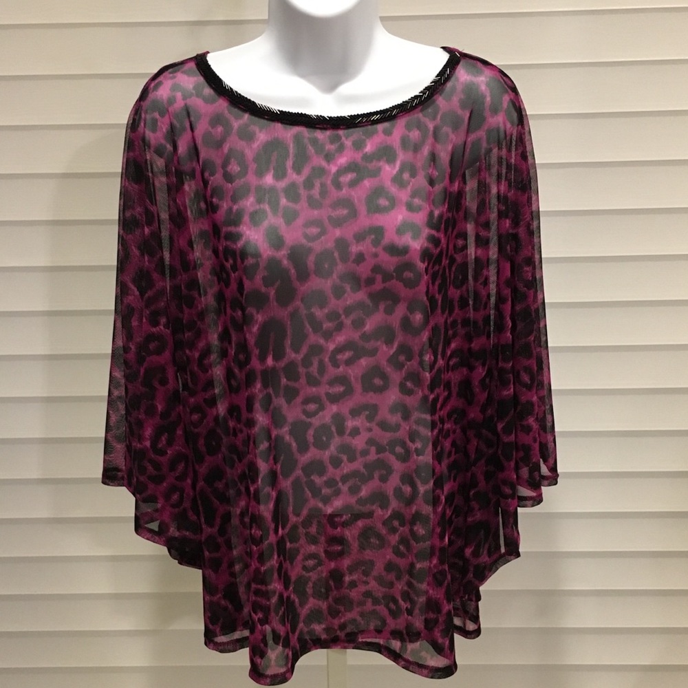 INC Dark Pink Leopard Print Blouse